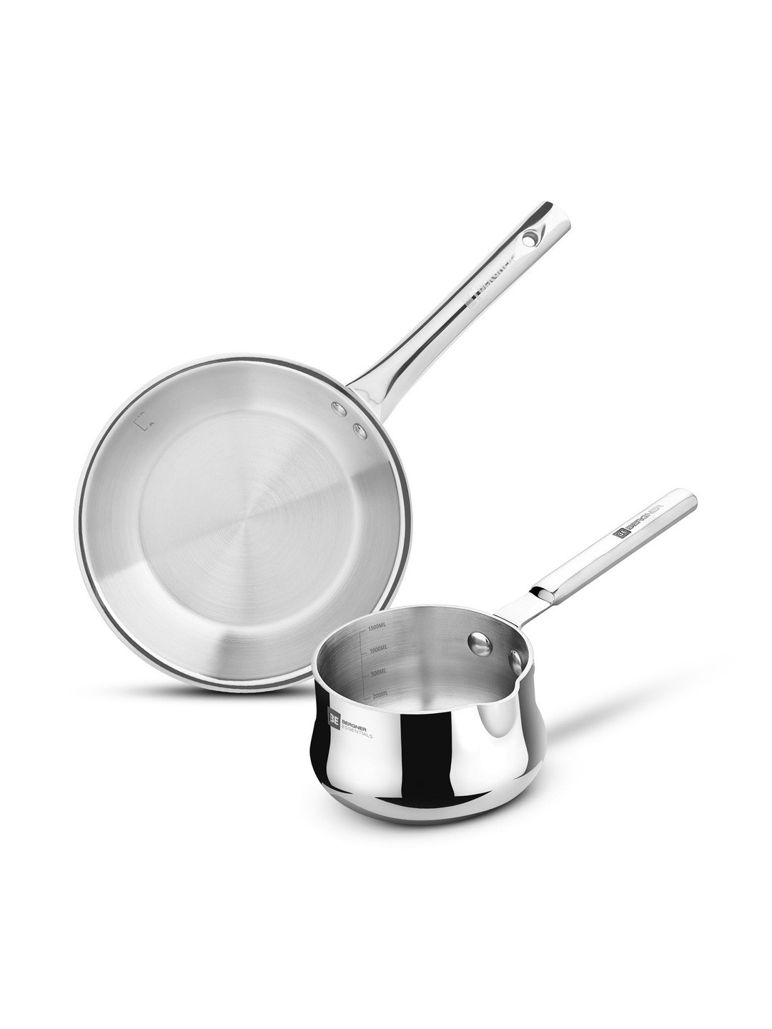BERGNER Unisex Set of 2 Silver-Toned Dishwasher Safe Tri-Ply Stainless Steel Cookware
