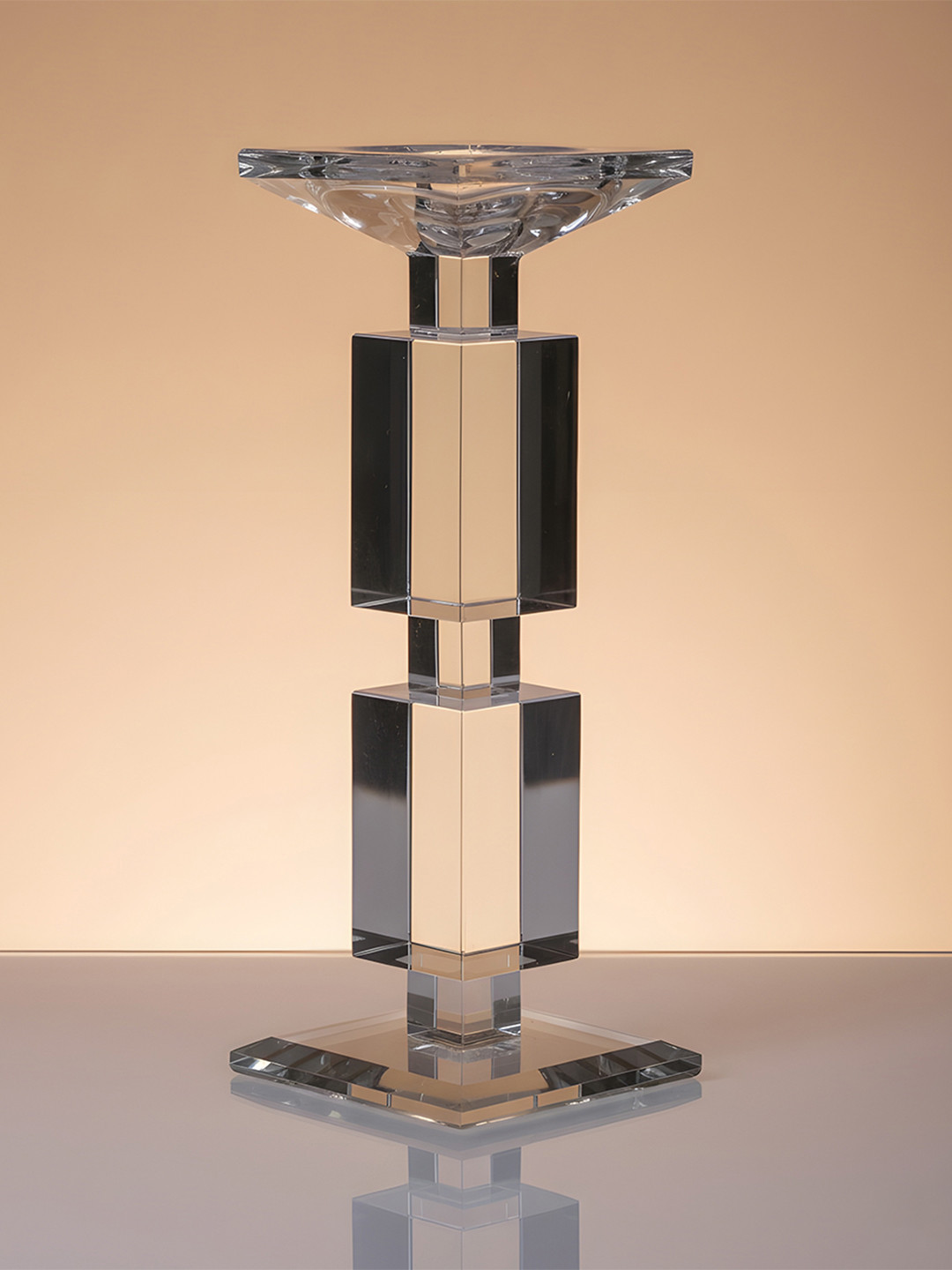 AARVI DECOR STUDIO Luxury Geometric Crystal Candle Stand