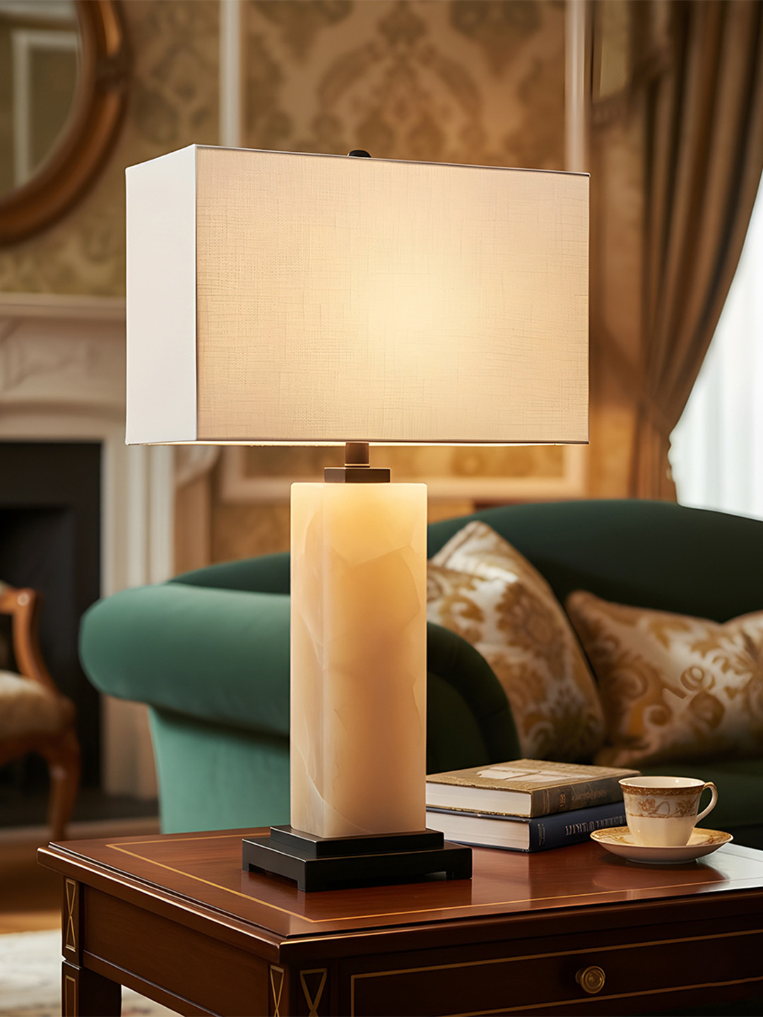 AARVI DECOR STUDIO White Adjustable Cylindrical Shaped Table Lamp