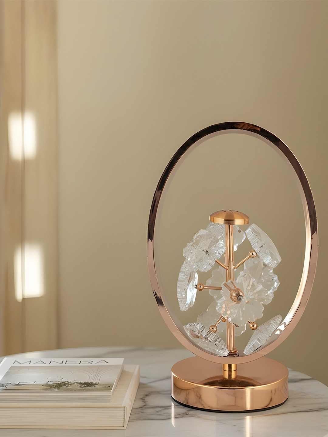 AARVI DECOR STUDIO Gold-Toned Adjustable Abstract Shaped Table Lamp