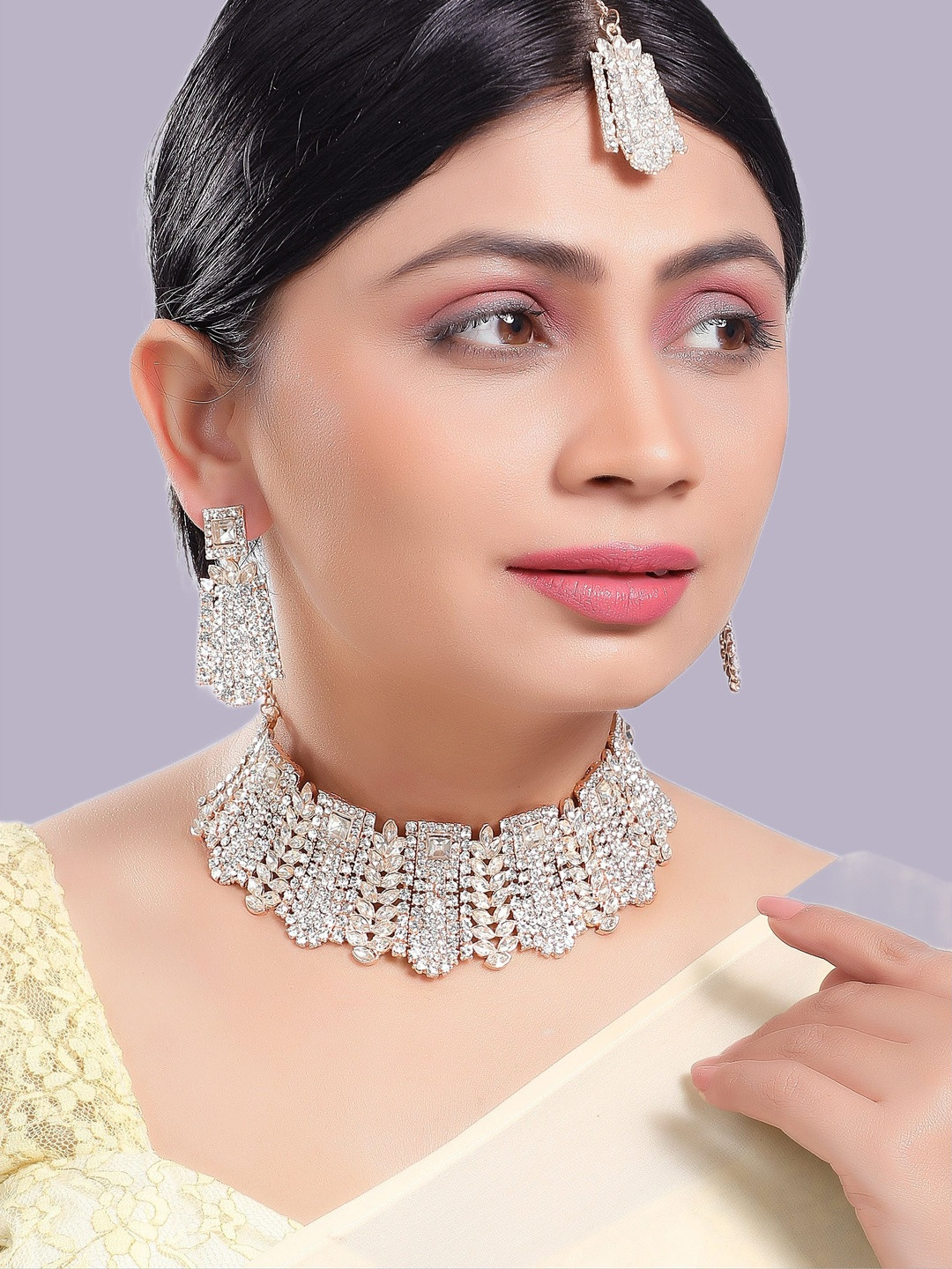 Women Click Stones Studded Jewellery Set