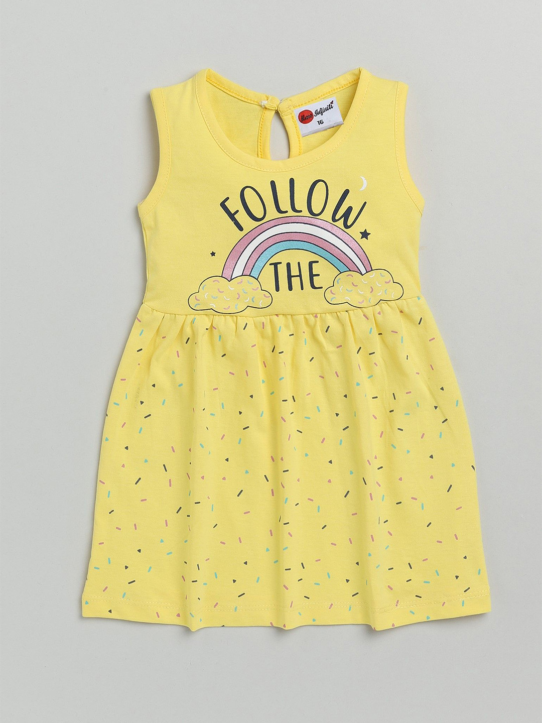 Mars Infiniti Girls Graphic Printed Round Neck Pure Cotton A-Line Dress