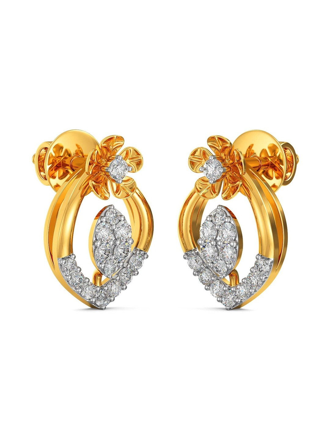 Joyalukkas Women 18Kt Gold Stud Earrings With 0.19 Carat Diamond - 2.47 g