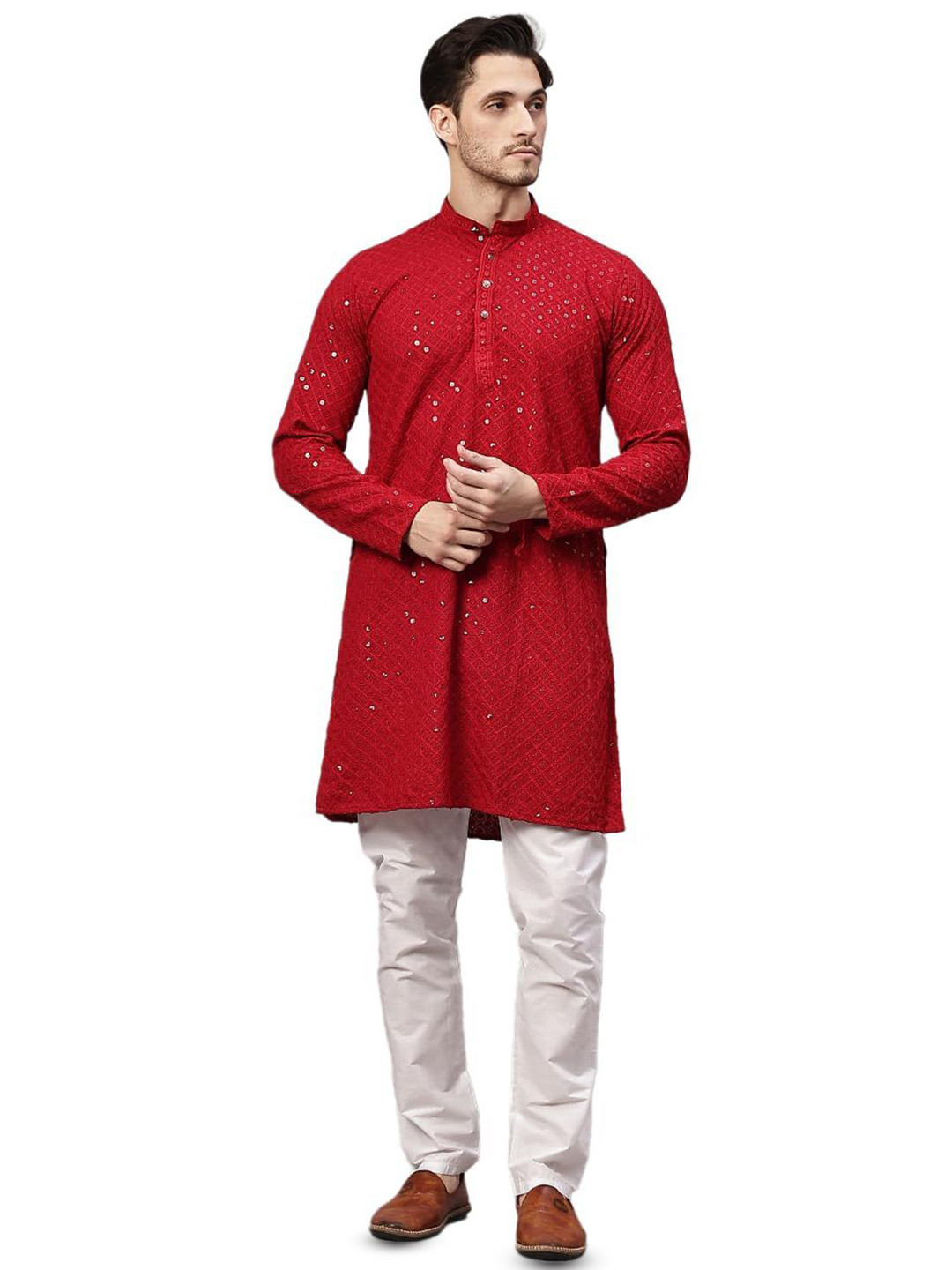 Go Stylish Men Embellished Mirror Work Kurta