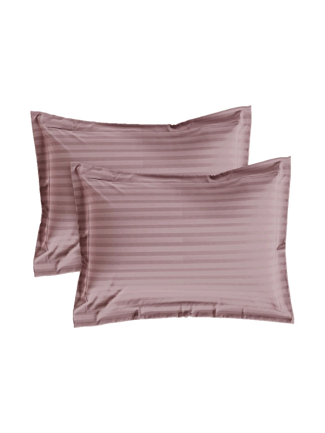 Sleeping Owls Rose Gold 2 Pieces Striped Pure Cotton Rectangle Pillow Covers
