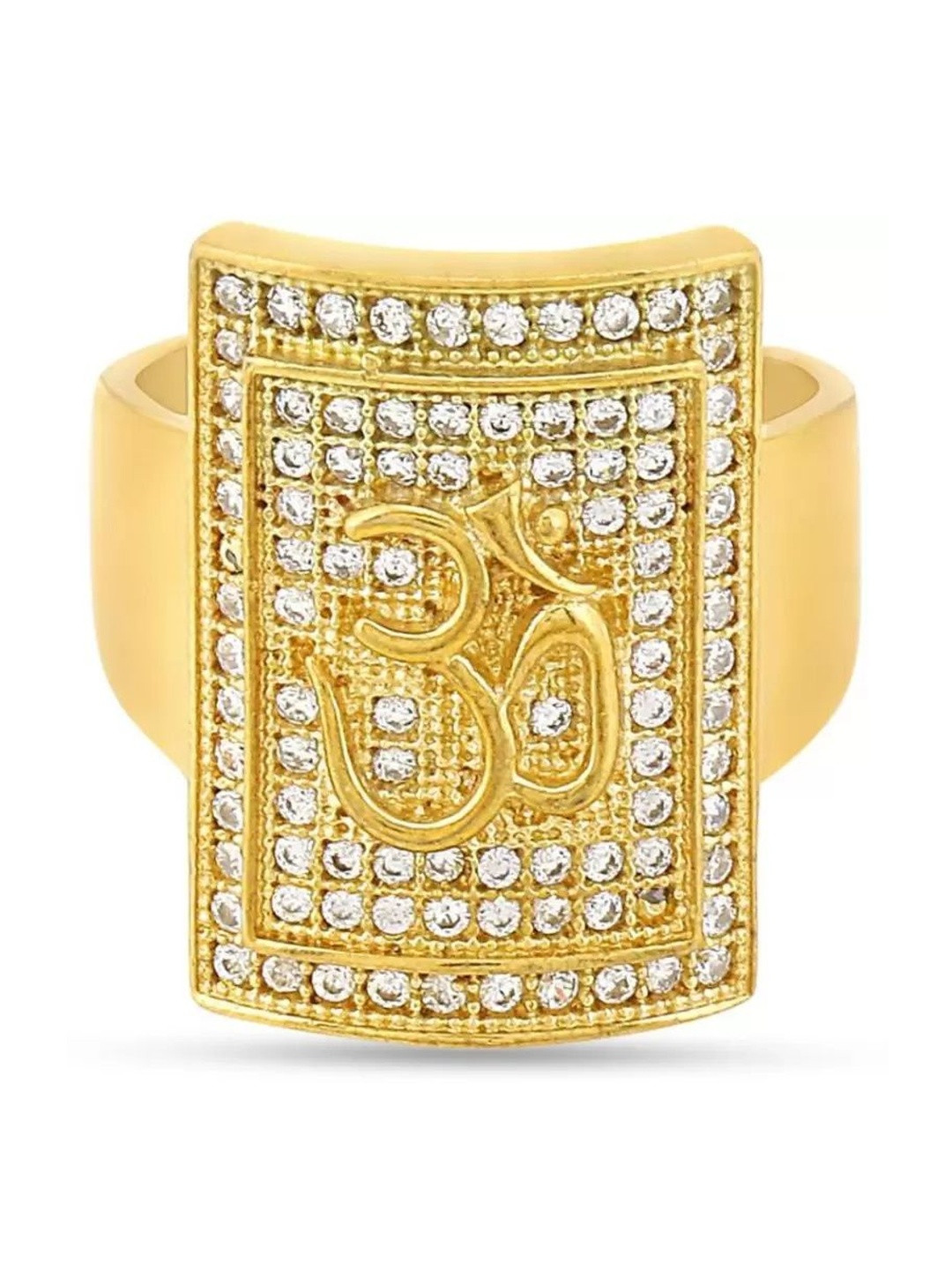 OCEAN FASHION Gold-Plated Stone-Studded & Beaded Finger Ring