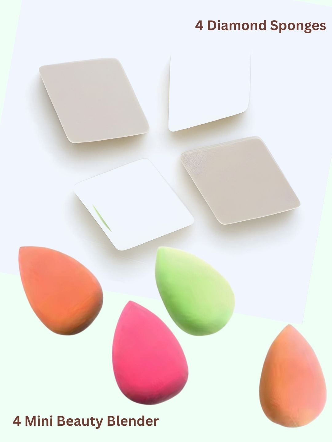 basicare Set Of 8 Diamond Sponges With Finger Puffs & Beauty Blender