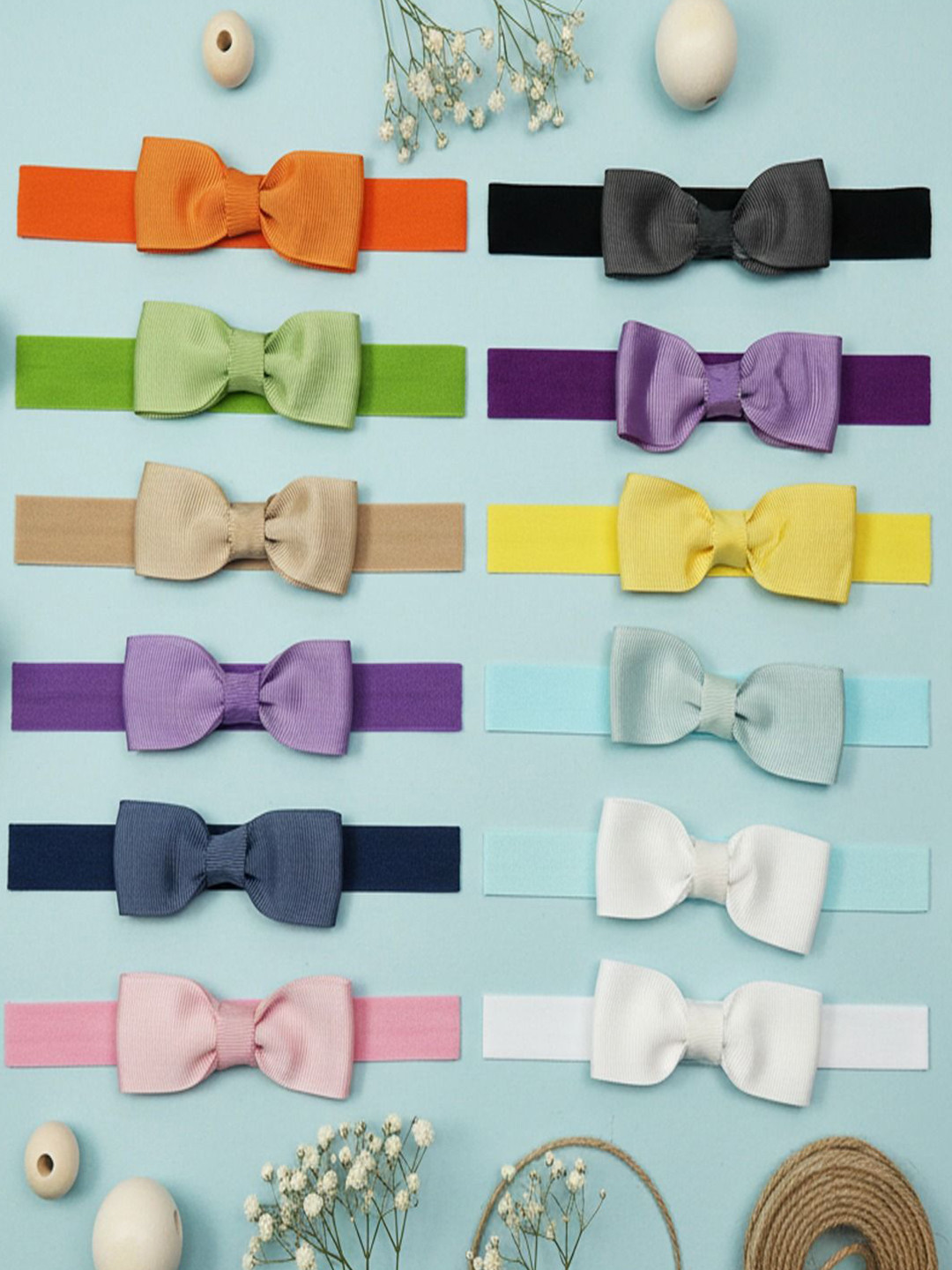 VAGHBHATT Women Set of 12 Soft Elastic Kids Hair Bow Bands