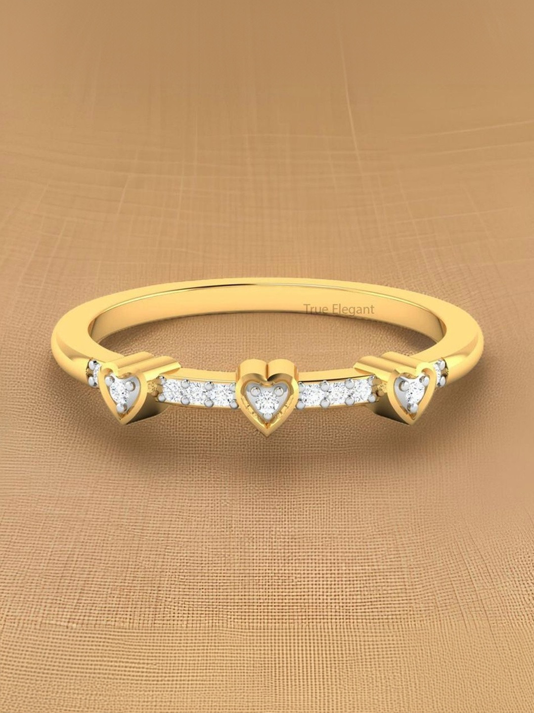 STRIKEY Triple Heart Diamond Stone-Studded Finger Ring