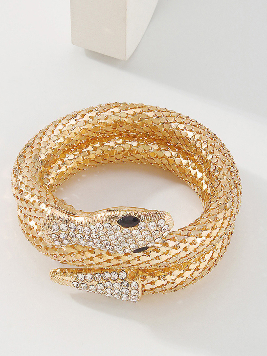 Just Lil Things Stone Studded Snake Textured Necklace