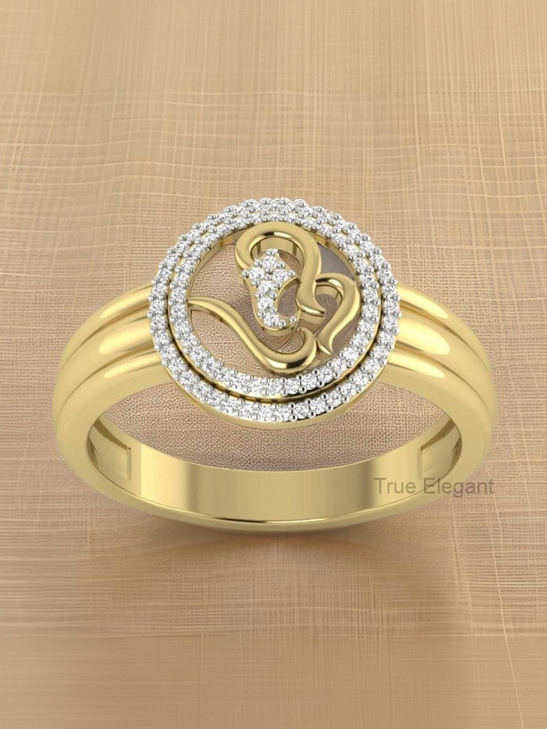 STRIKEY Om Symbol Diamond Stone-Studded Finger Ring