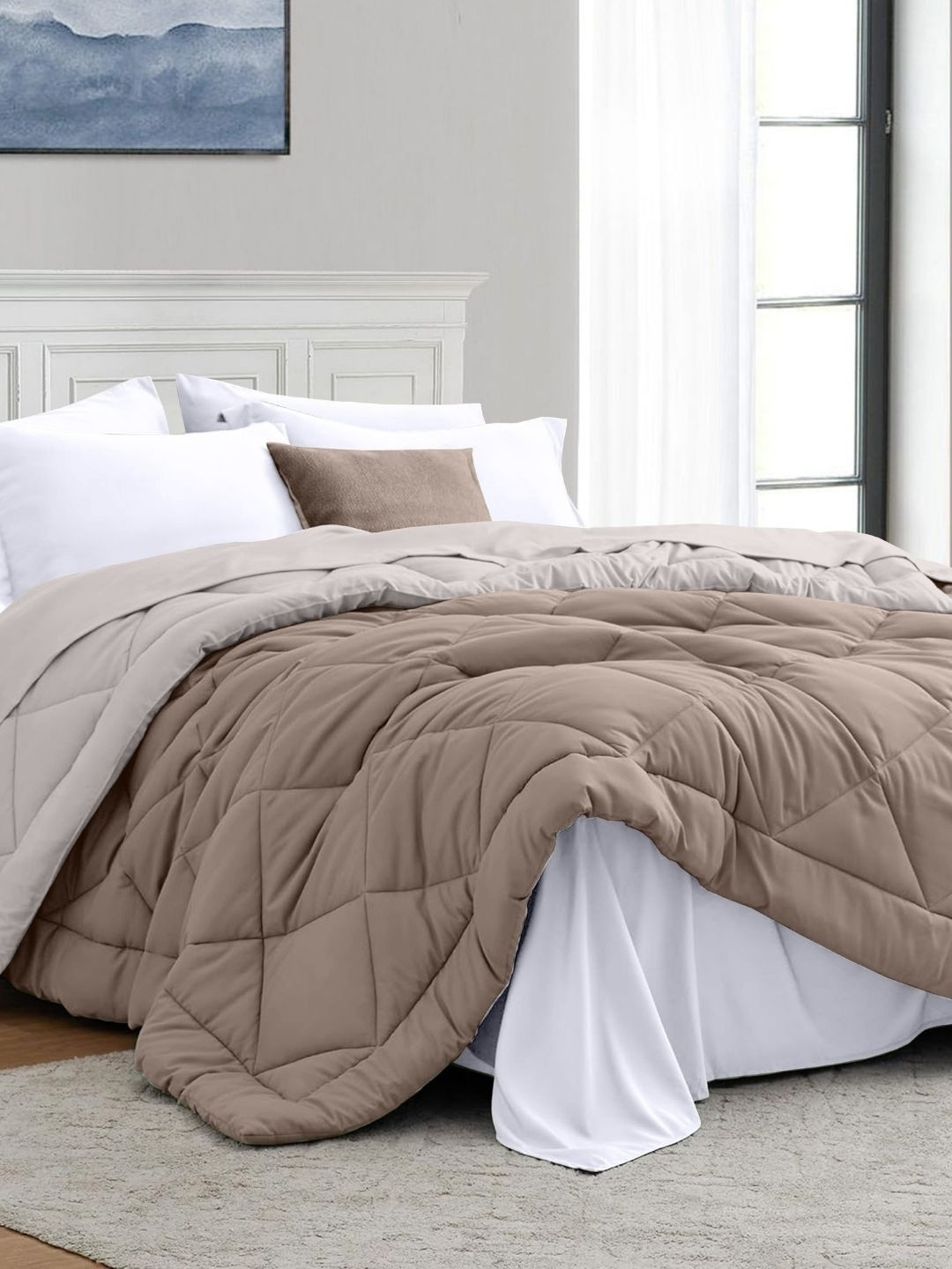 haus & kinder Beige & Grey AC Room 120 GSM Comforter