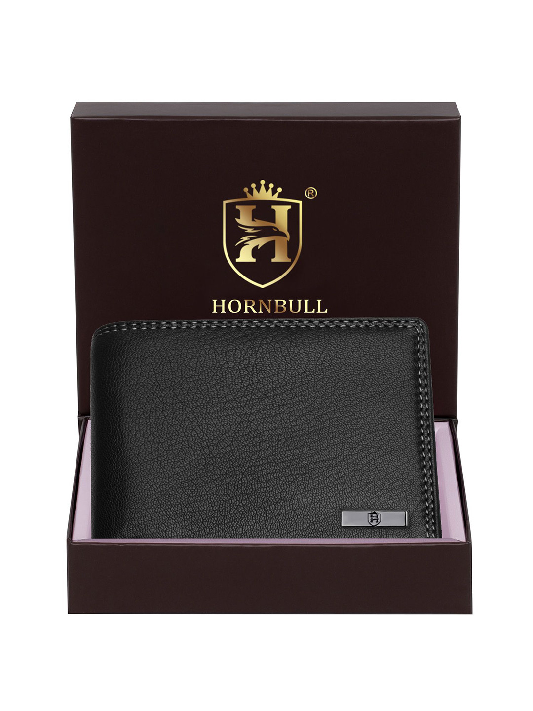Hornbull Men RFID Protected Textured Zip Detail Leather Two Fold Wallet