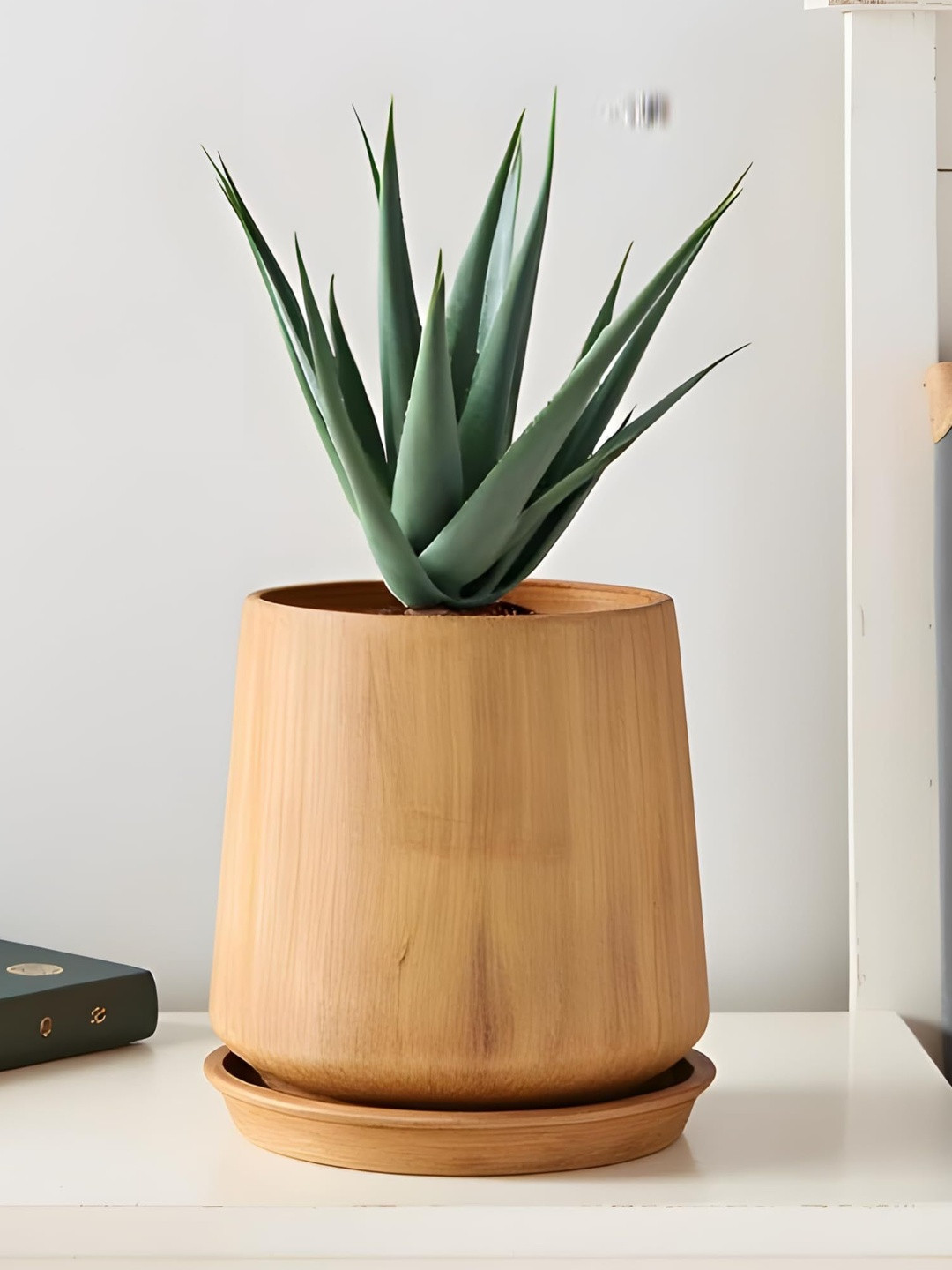 LASAKI Clara Brown Ceramic Handmade Antique Planter With Plate