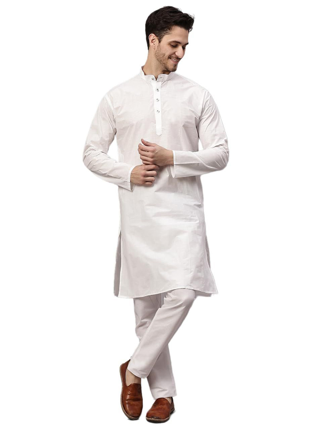 Go Stylish Mandarin Collar Pure Cotton Straight Kurta