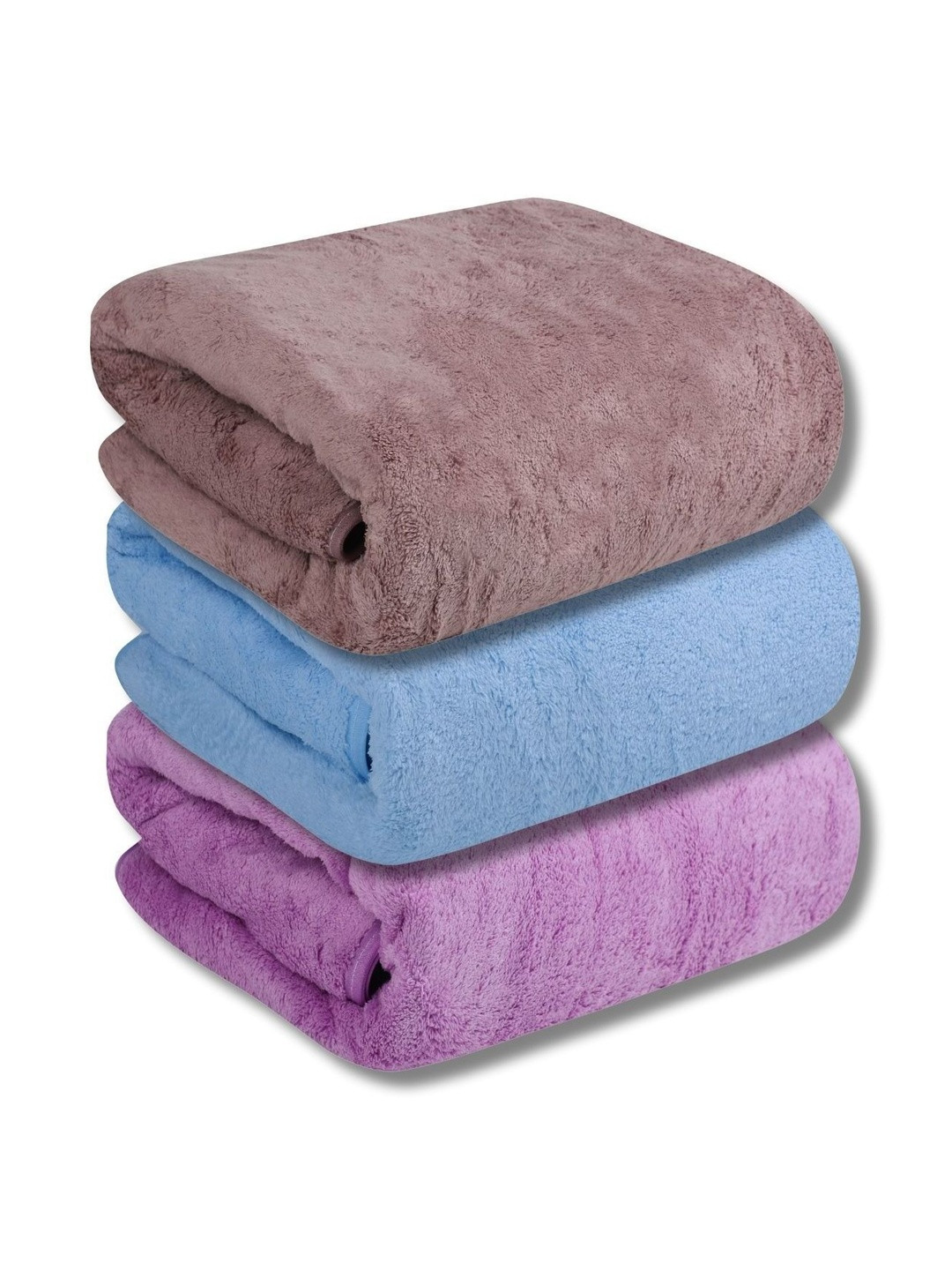 Fezora Purple Microfiber 450 GSM Breathable 3 Pieces Adult Regular Bath Towels