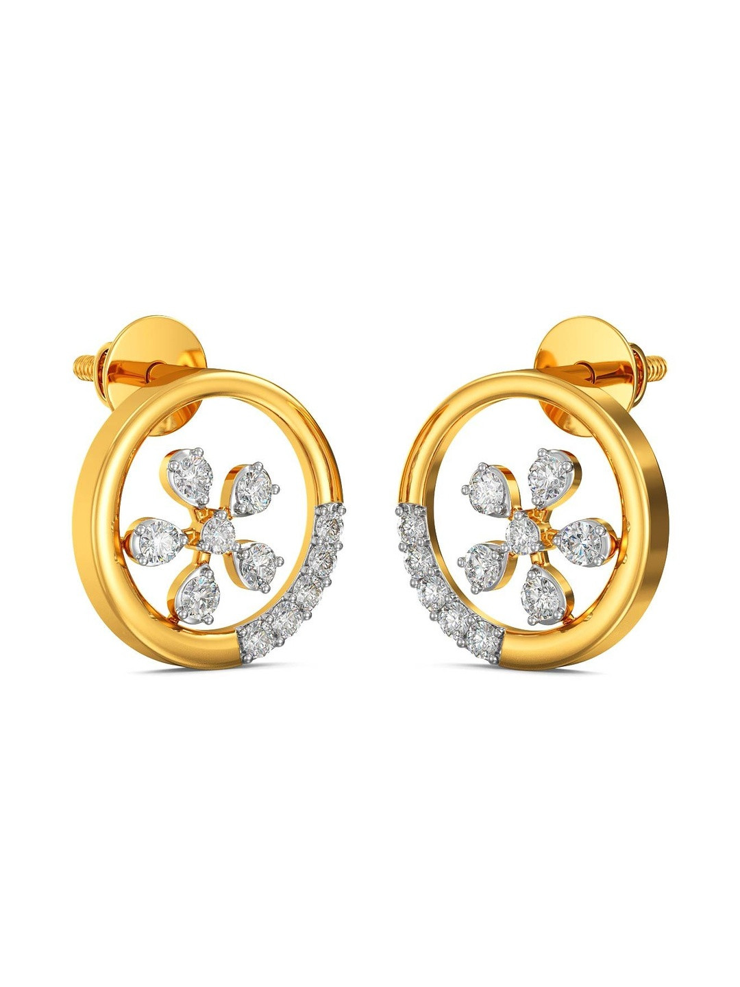 Joyalukkas 18Kt Gold Stud Earrings With 0.11 Carat Diamond - 1.82 g