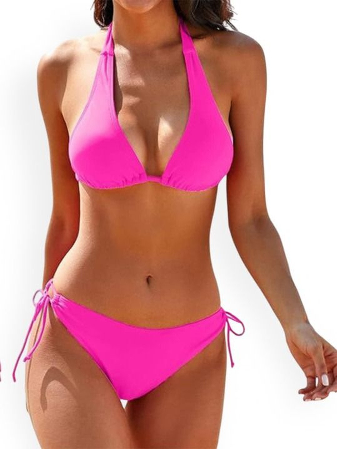 Night with Fun Halter Neck Tie-Up Swim Bikini Set