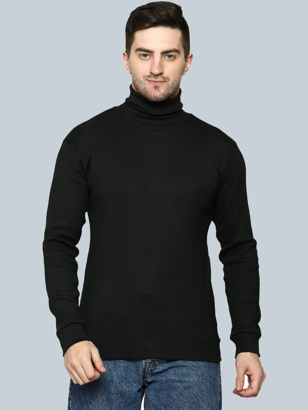 TQH Men 2 High Neck Slim Fit Long Sleeve T-shirt