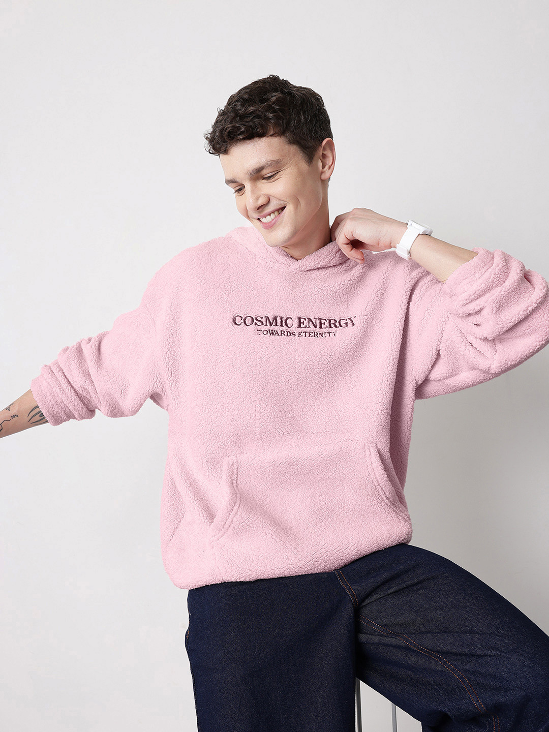 Mast & Harbour Typography Self Design Applique Sweatshirt