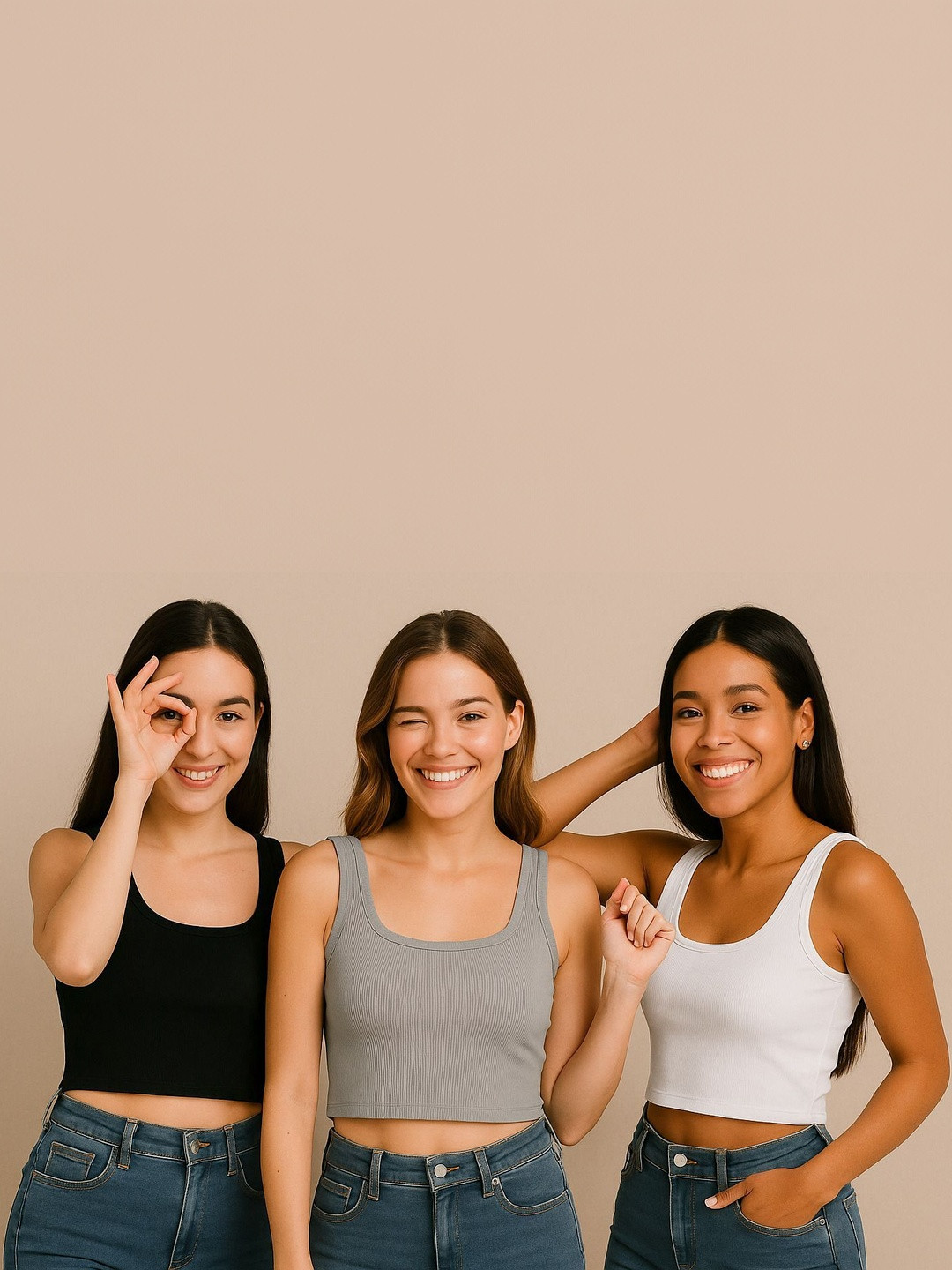 BerryBird Women Pack Of 3 Sleeveless Square Neck Ribbed Crop Tank Top