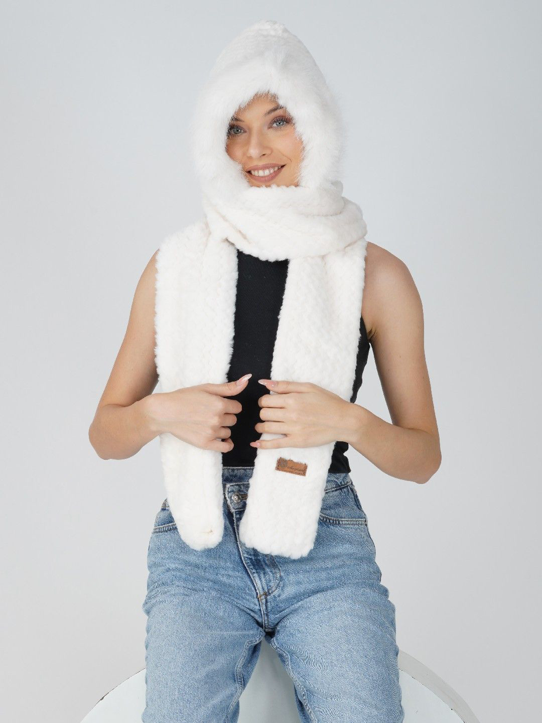 Poftik Women Velveteen Hat Scarf