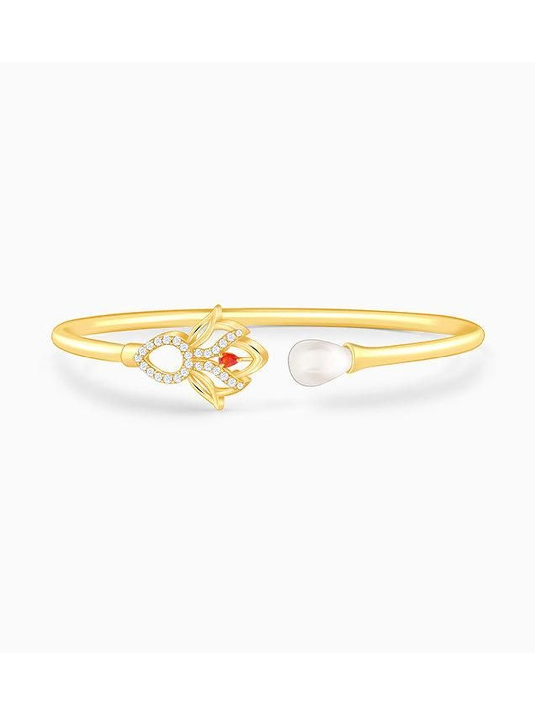 GIVA Women Silver Pearls Gold-Plated Cuff Bracelet