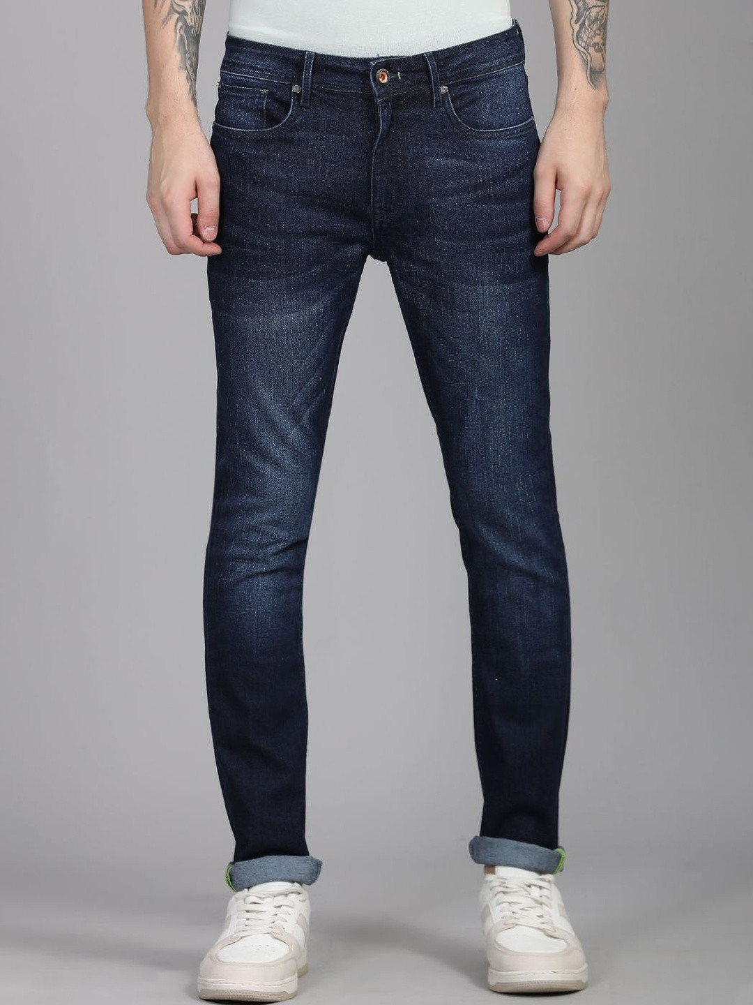 TRIGGER Men Cotton Slim Fit Mid-Rise Light Fade Stretchable Jeans