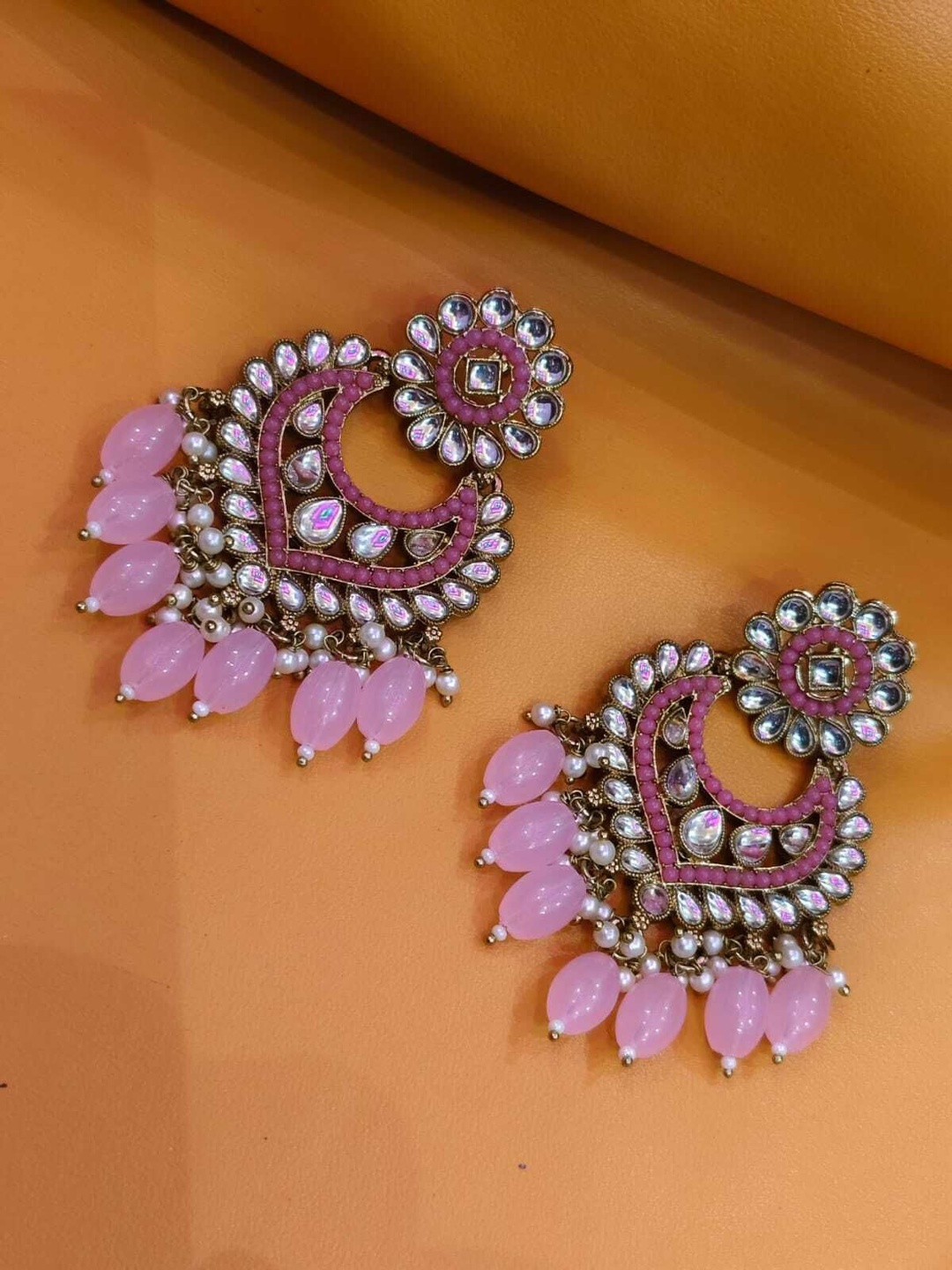Women Click Crescent Shaped Drop Earrings
