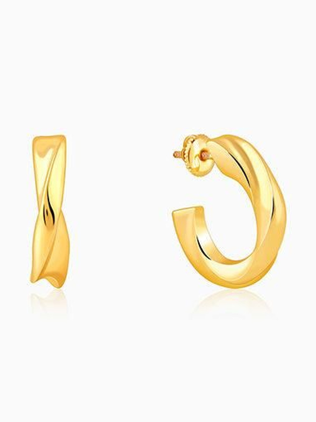 GIVA Circular 925 Sterling Silver Gold-Plated Zircon Studded Circular Half Hoop Earrings