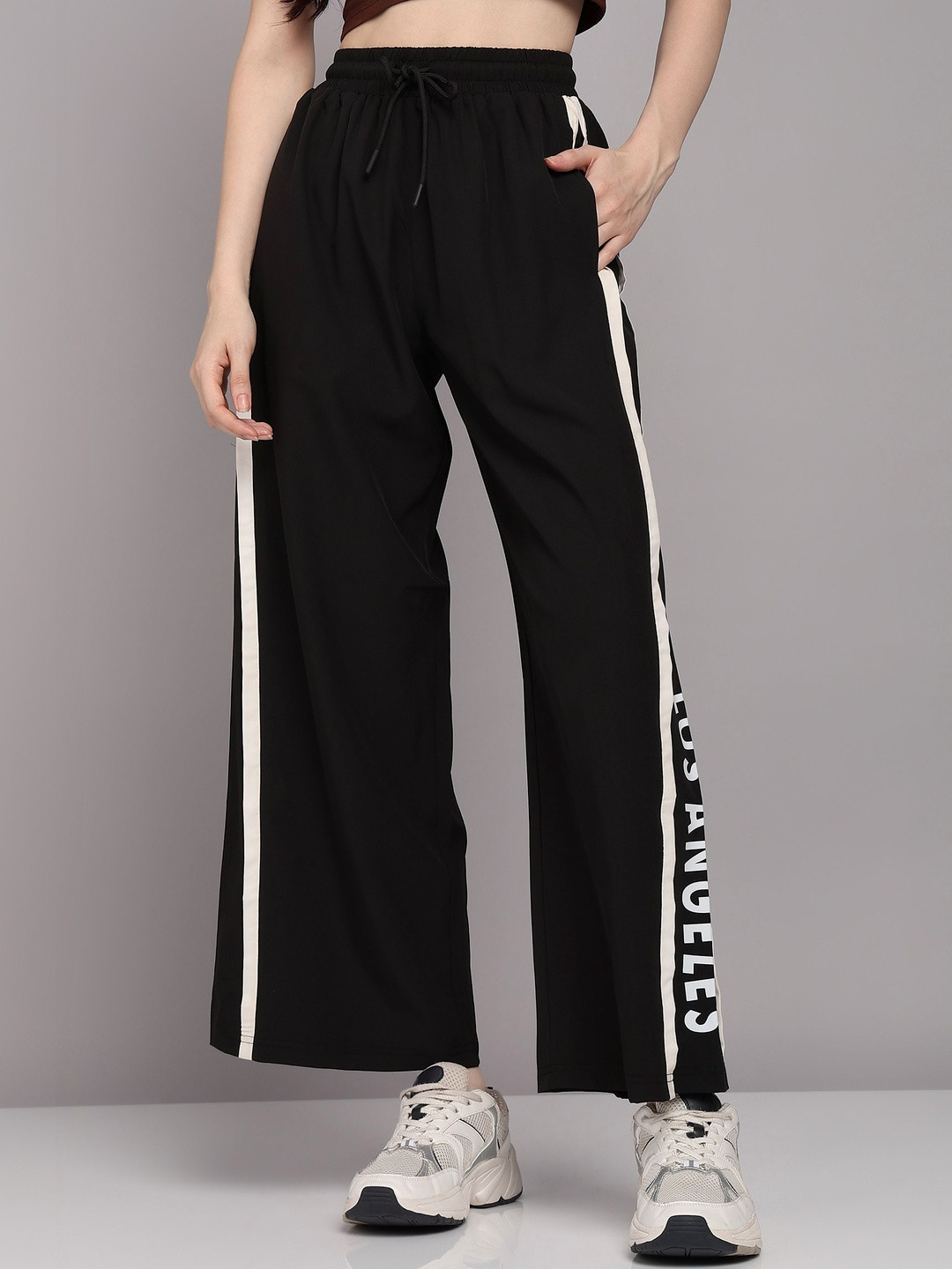 The Roadster Lifestyle Co. Women Wide Leg Los Angeles Printed Rapid-Dry Track Pant