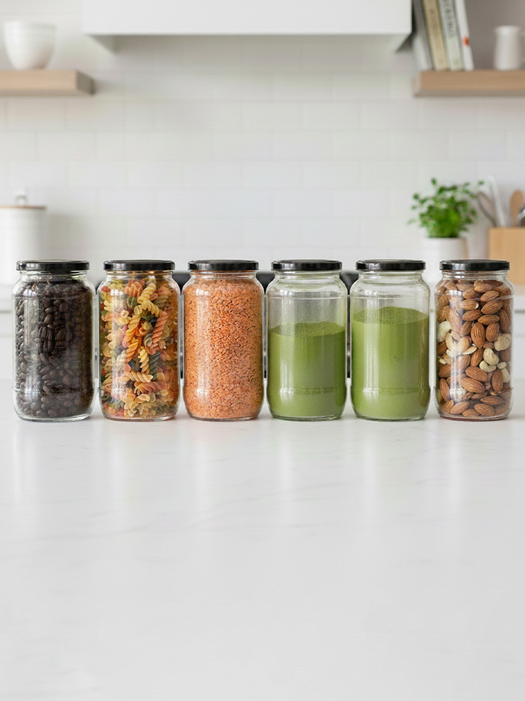 CROCO JAR Piramal Transparent 6 Pieces Storage Glass Containers 1L Each