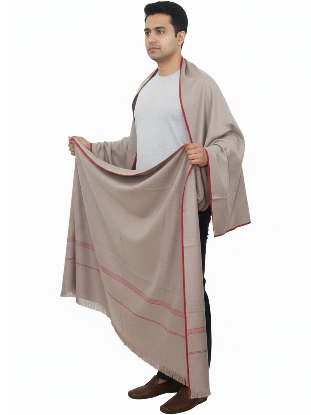 KAVIM Pure Pashmina Shawl With Printed Border