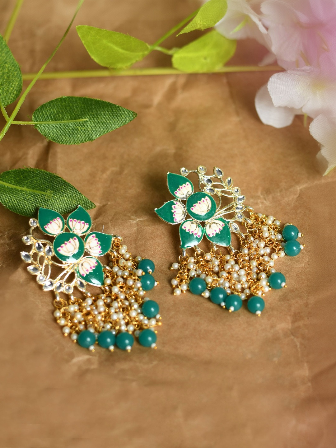 JOHARKAMAL Floral Drop Earrings