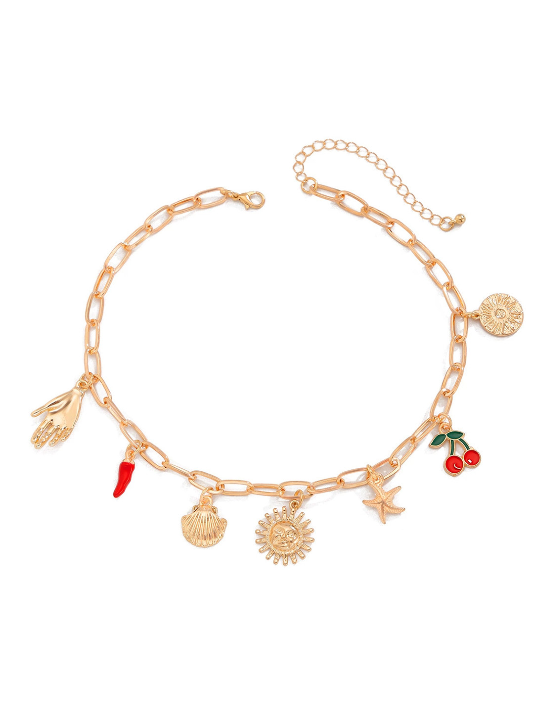 Just Lil Things Shell Starfish & Lucky Hand Textured Necklace