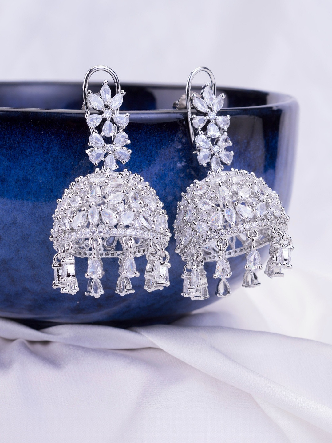 Opal Touch Dome Shaped Jhumkas Earrings