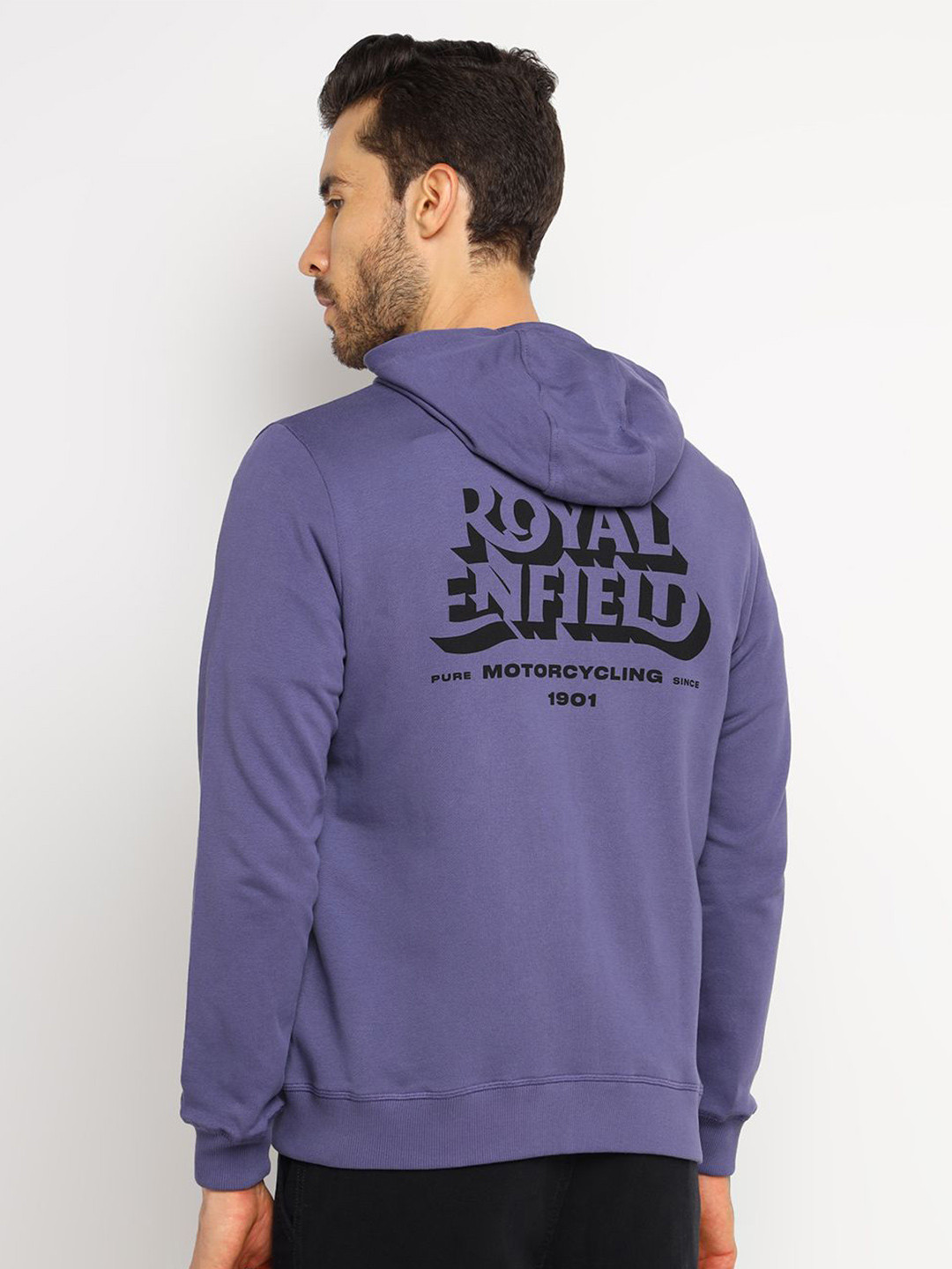 Royal Enfield Typography Printed Long Sleeves Cotton Front-Open Sweatshirt