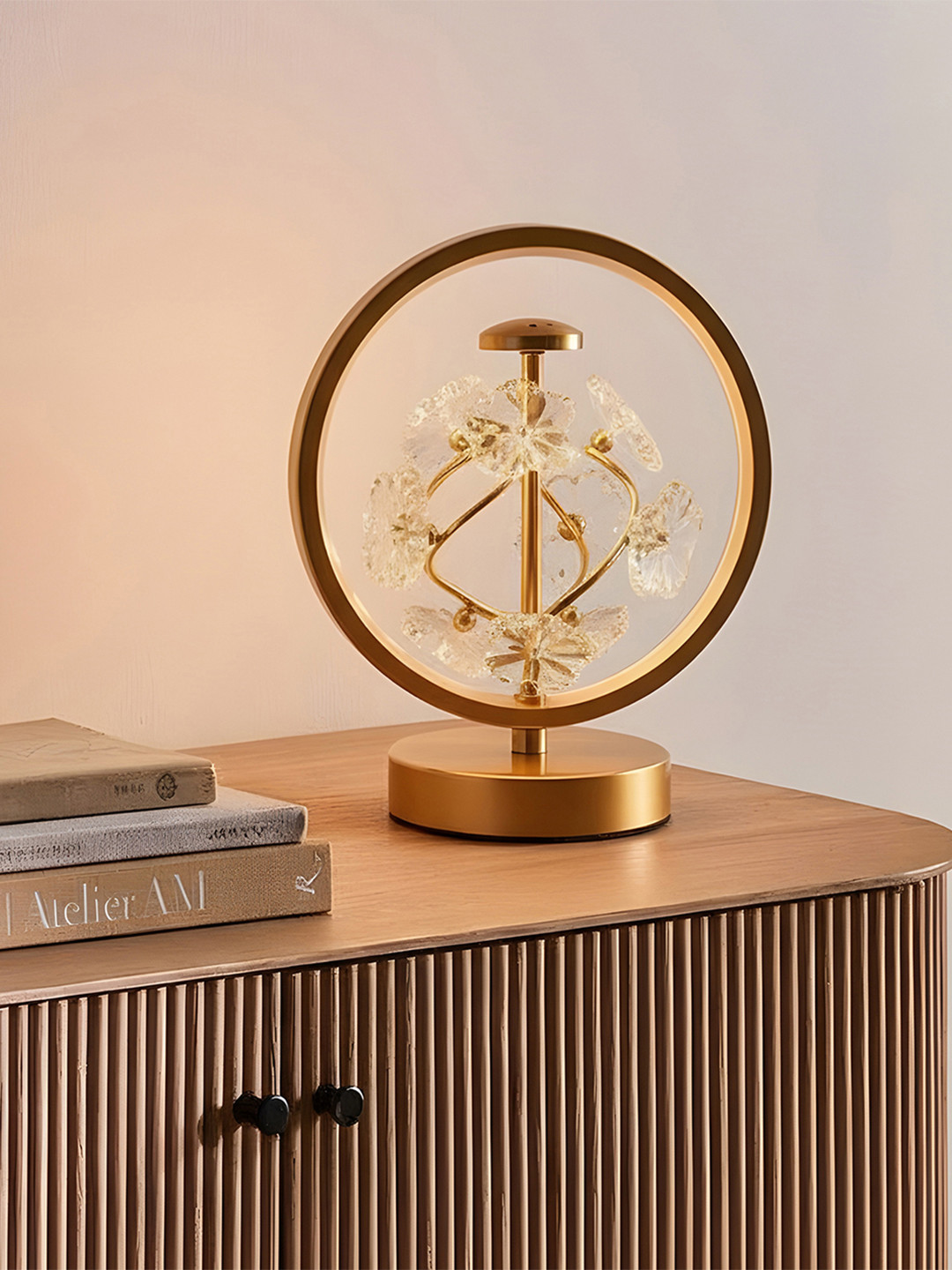 AARVI DECOR STUDIO Gold-Toned Metal Traditional Table Lamp