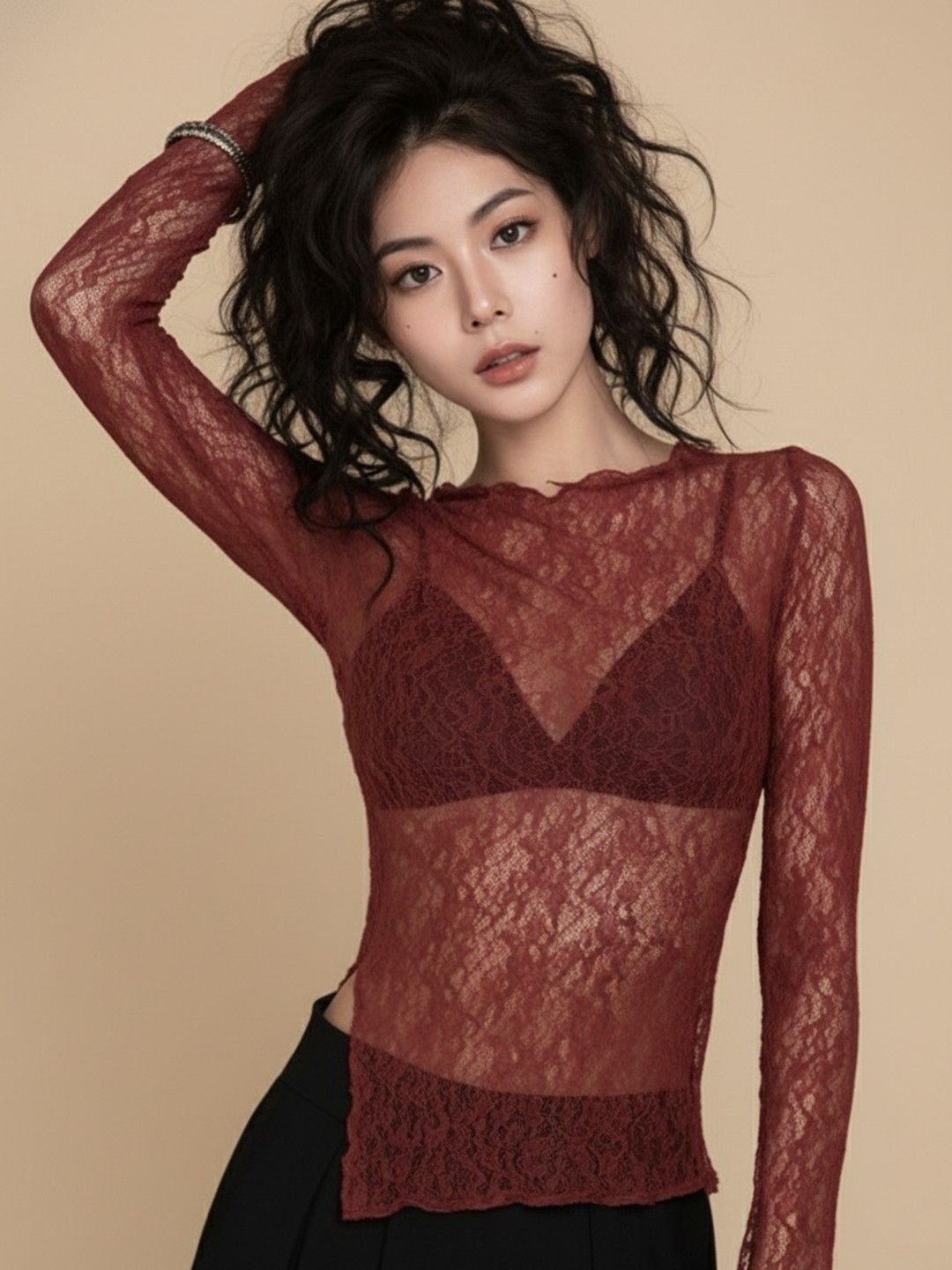 DressBerry Ruffles Sheer Top