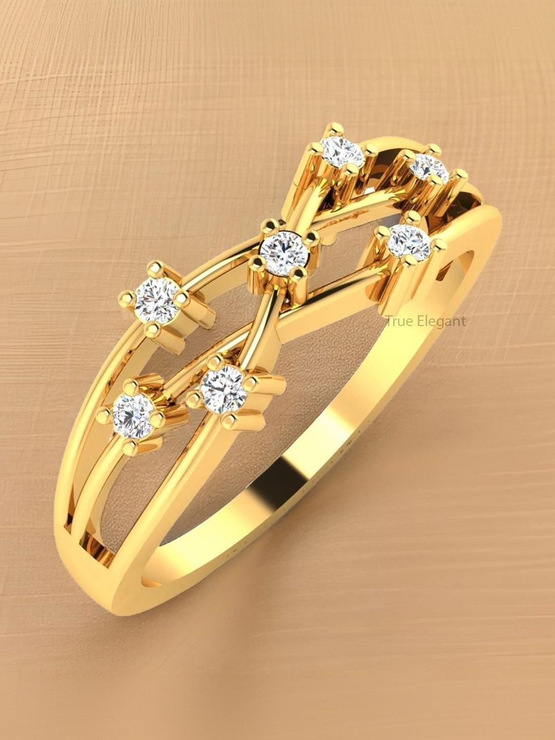 ventino 925 Sterling Silver Diamond-Studded Engagement Finger Ring