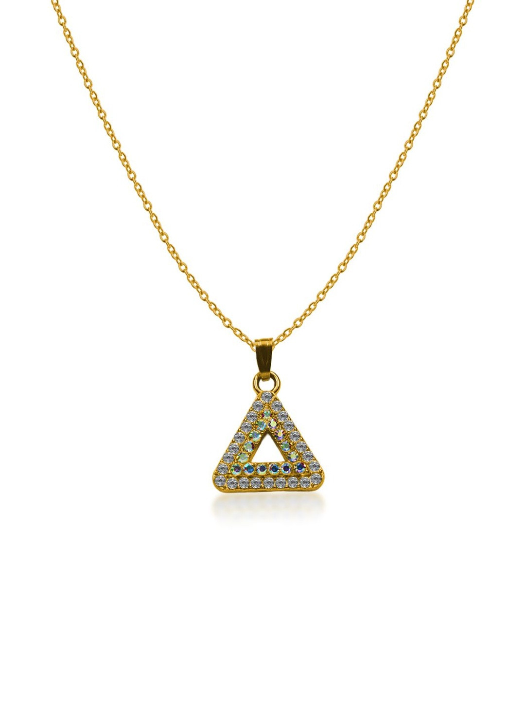 De-Ultimate Gold-Plated Triangular Pendants with Chains