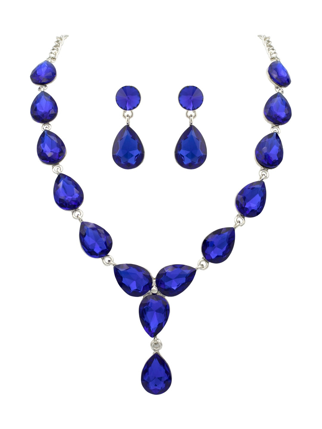 Women Click Rhodium-Plated Artificial Stones Studded Jewellery Set