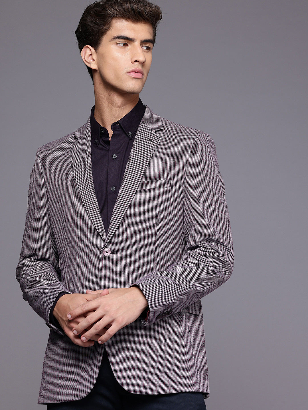 Raymond Micro Checked Single Breasted Formal Blazer