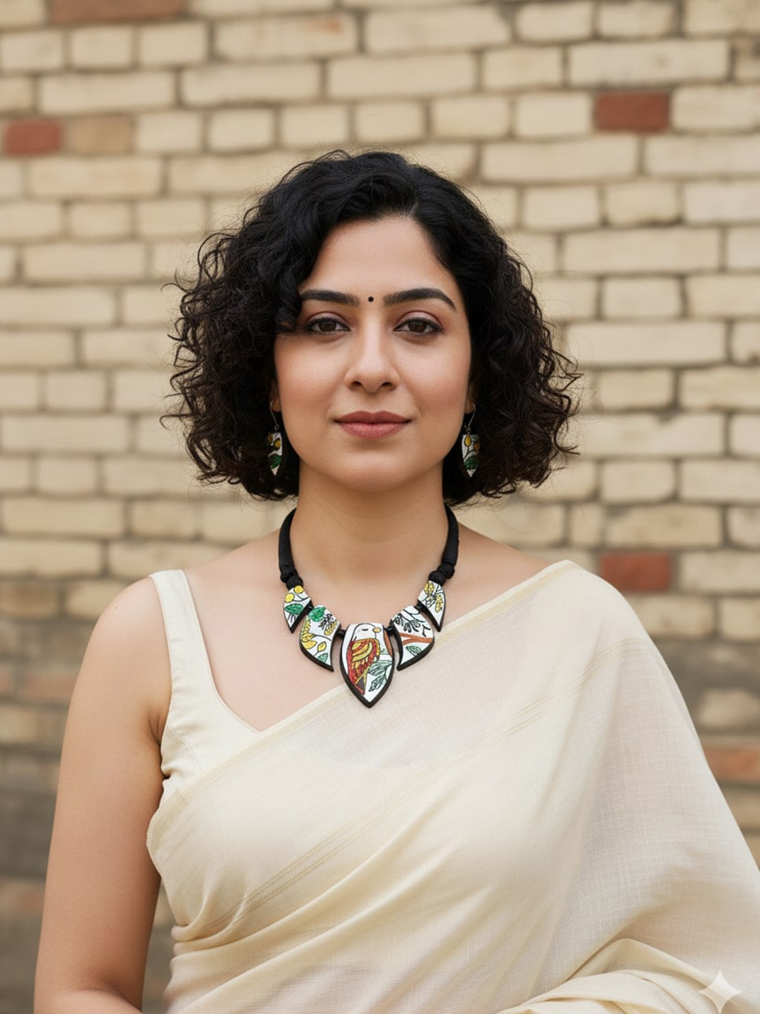 FIROZA Textured Printed Vanarasa Terracotta Jewellery Set