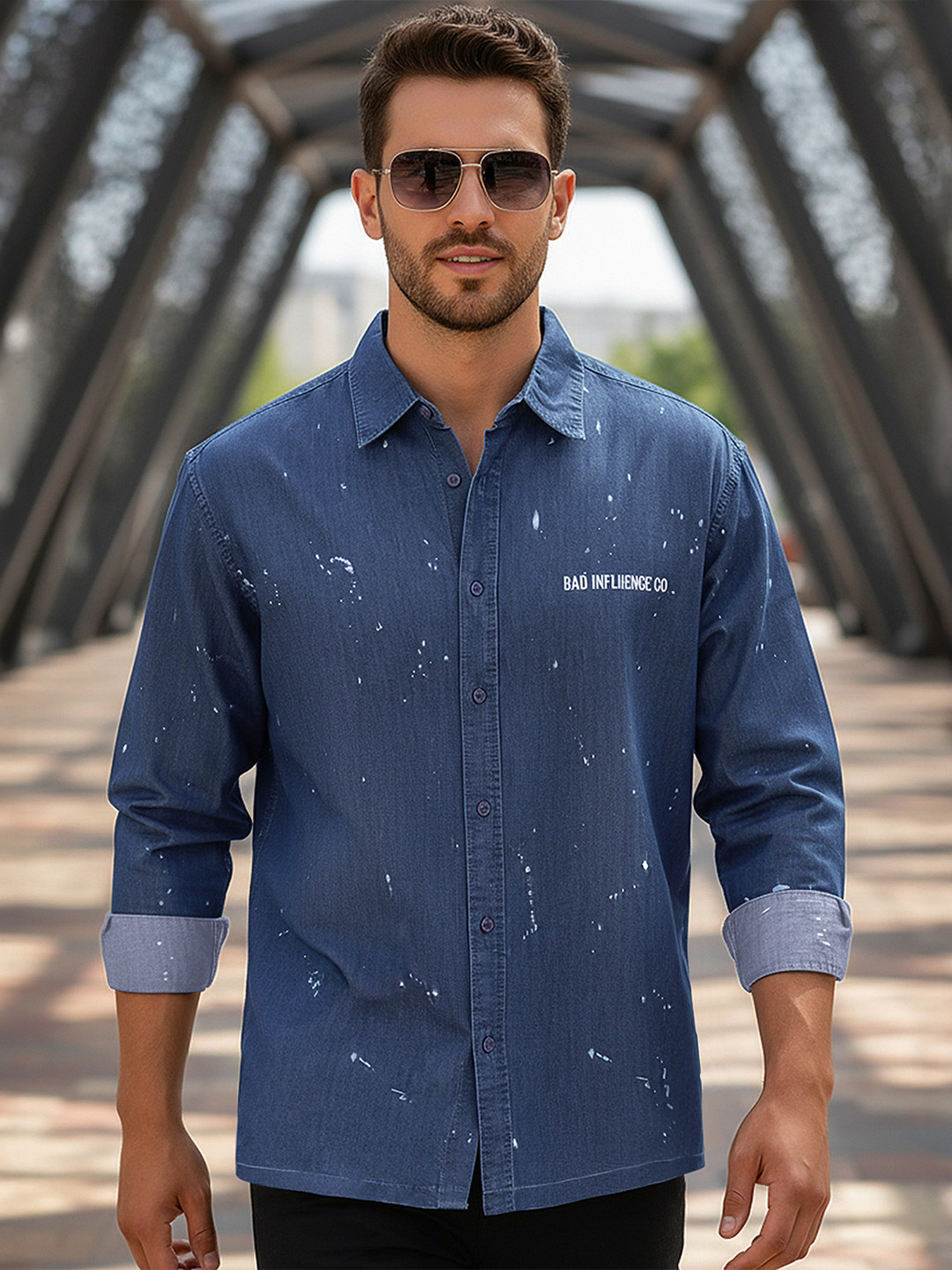 Bewakoof Geometric Printed Oversized Cotton Shirt