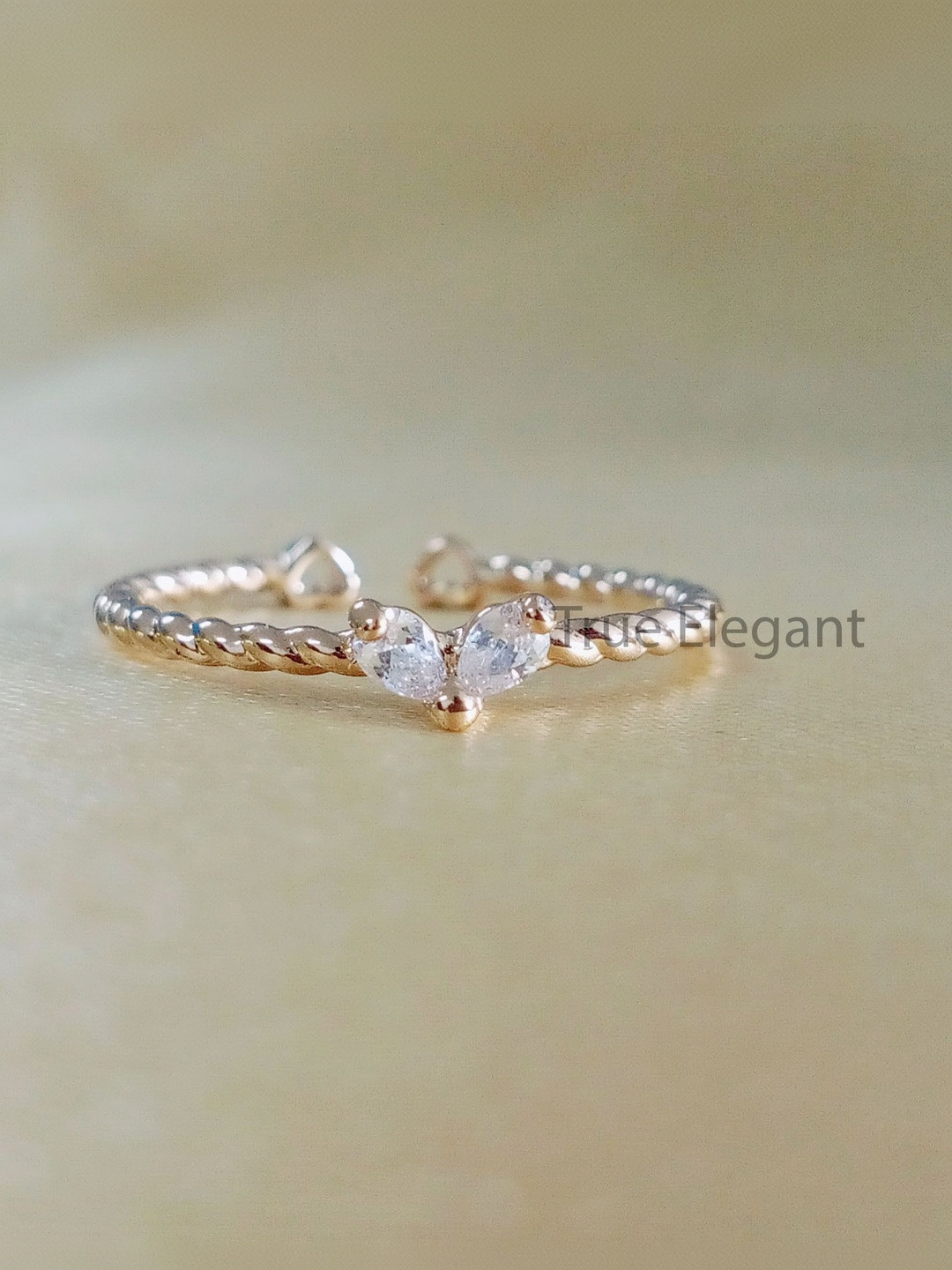 Timyka Rhodium Plated & Diamond Studded Ring