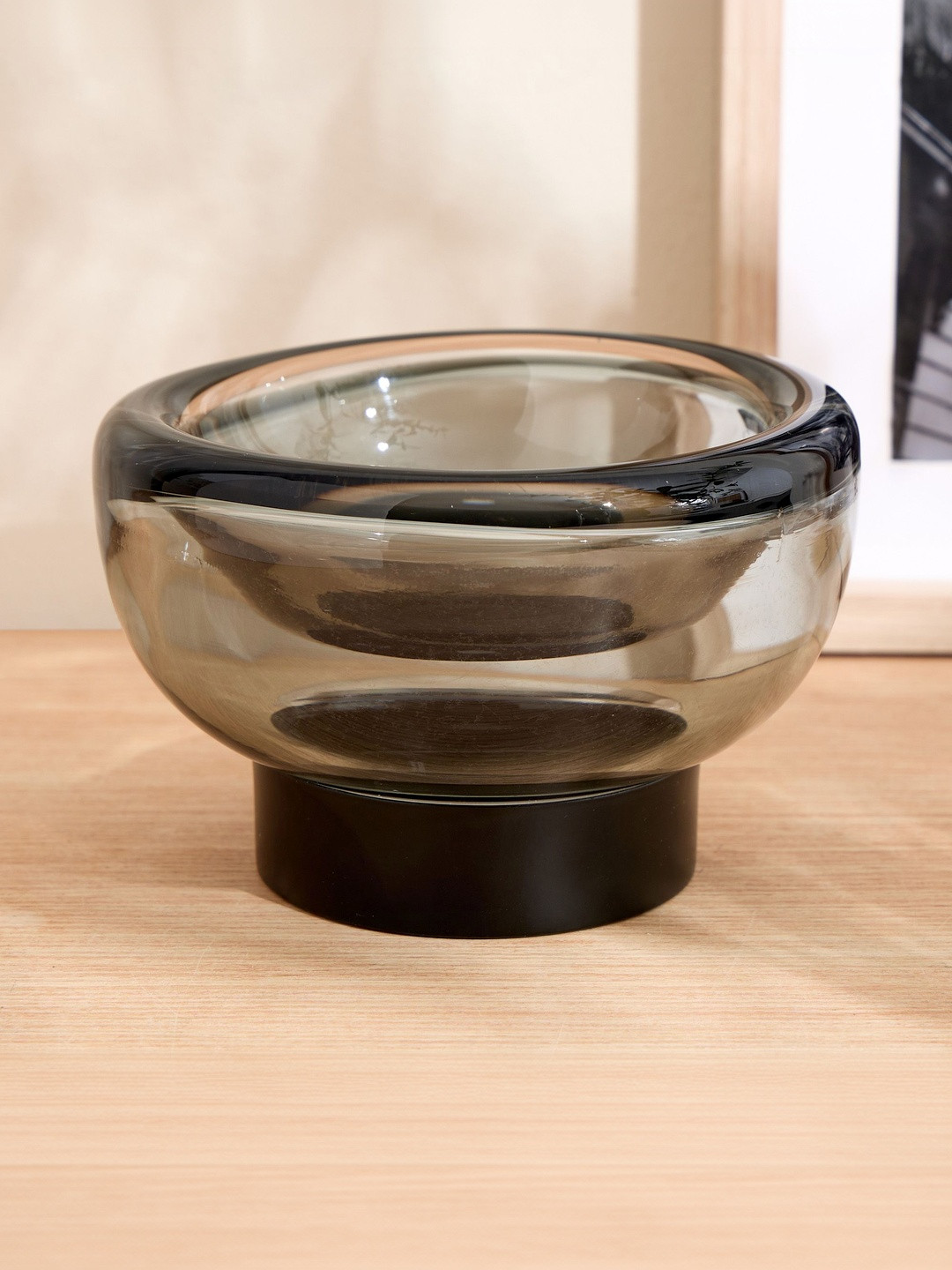 Home Centre Alloy Demi Grey Glass Decorative Bowl