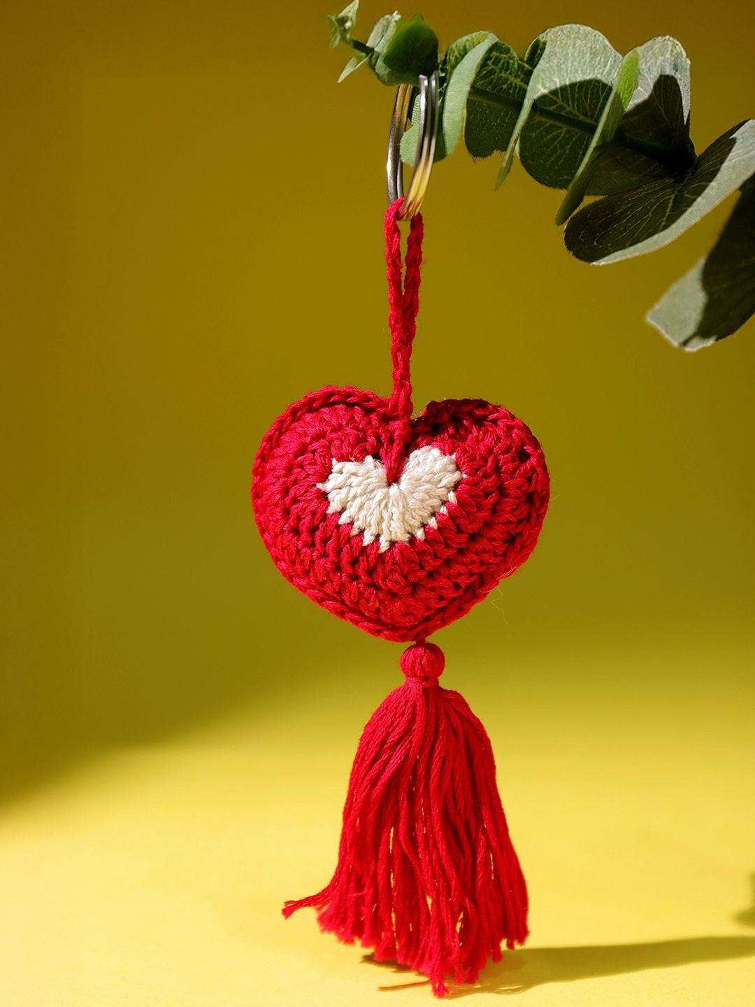 Voylla Crocheted Cotton Heart Key Chain