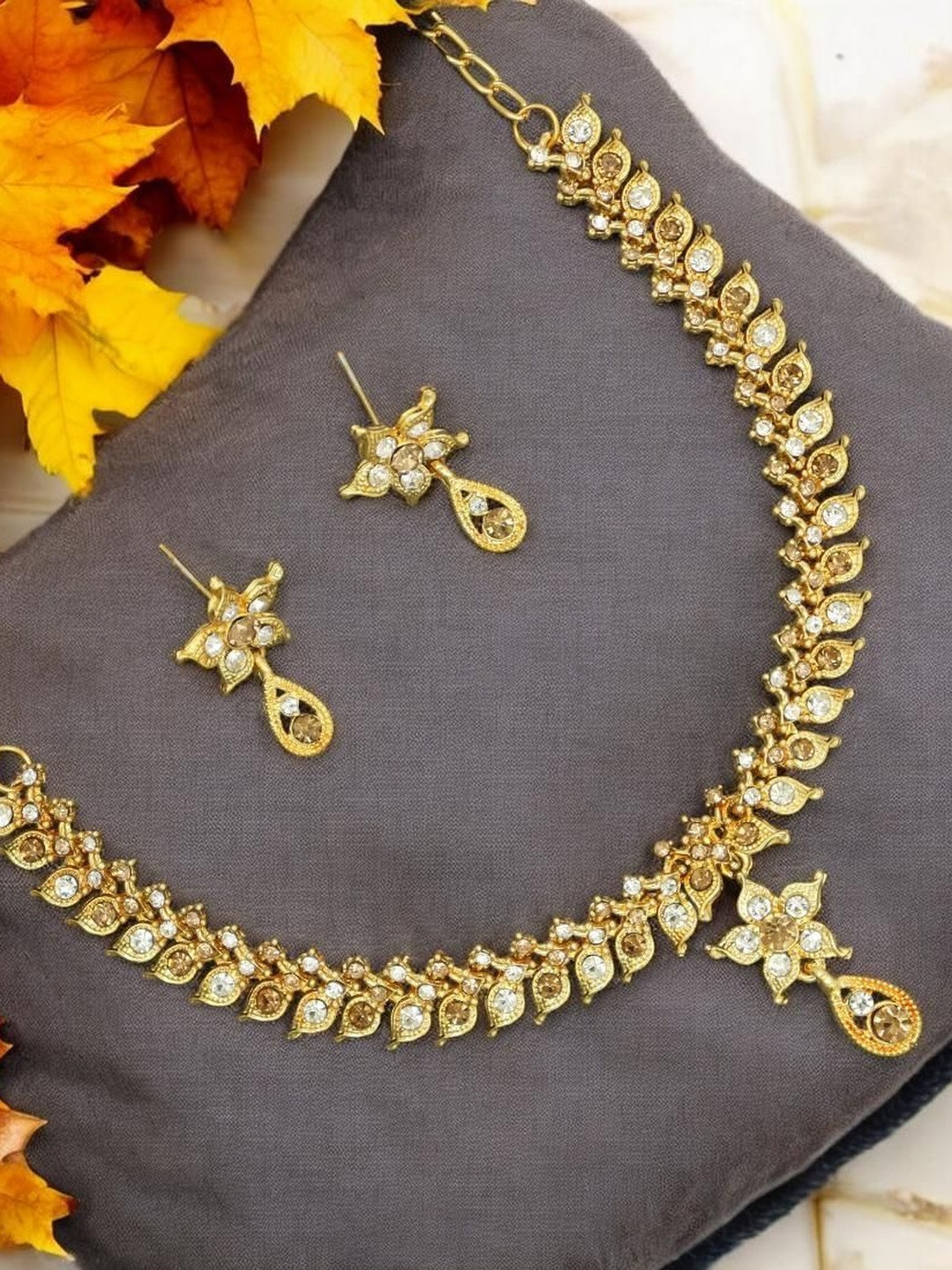 Women Click Stone-Studded Necklace & Earrings Set