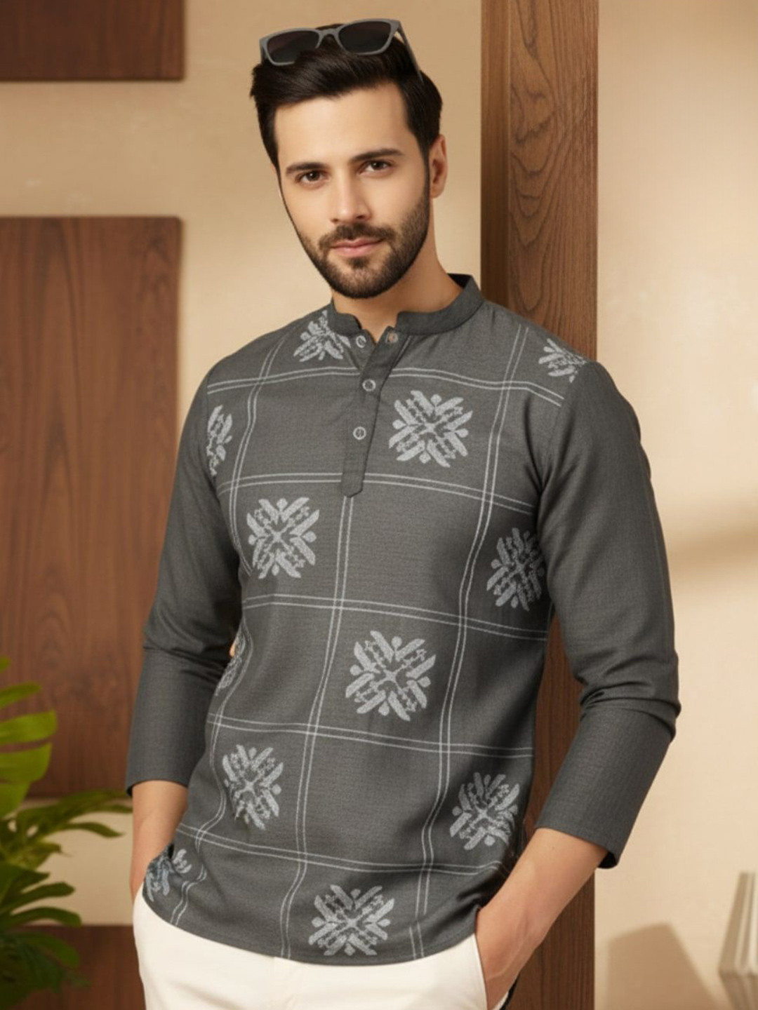 Rigo Men Ethnic Motifs Thread Work Indigo Kurta